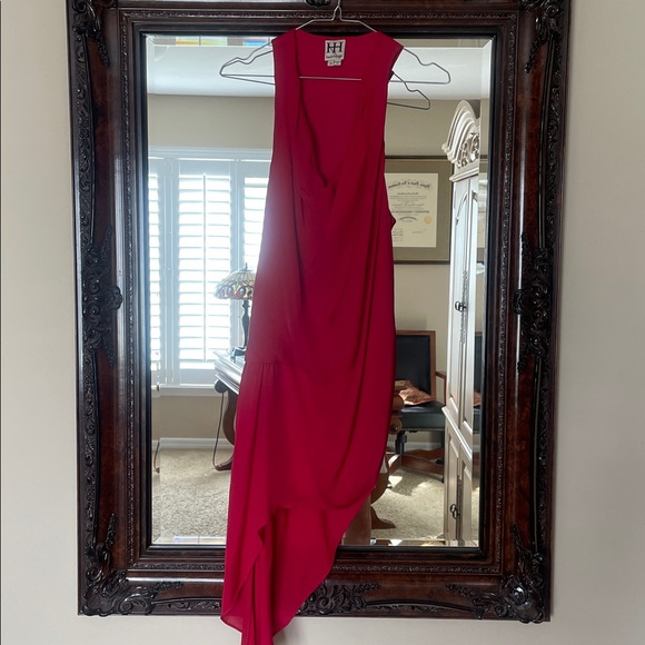 Haute Hippie Asymmetrical Cowl Drape Ruched Top S EUC Red Silk - Picture 12 of 13